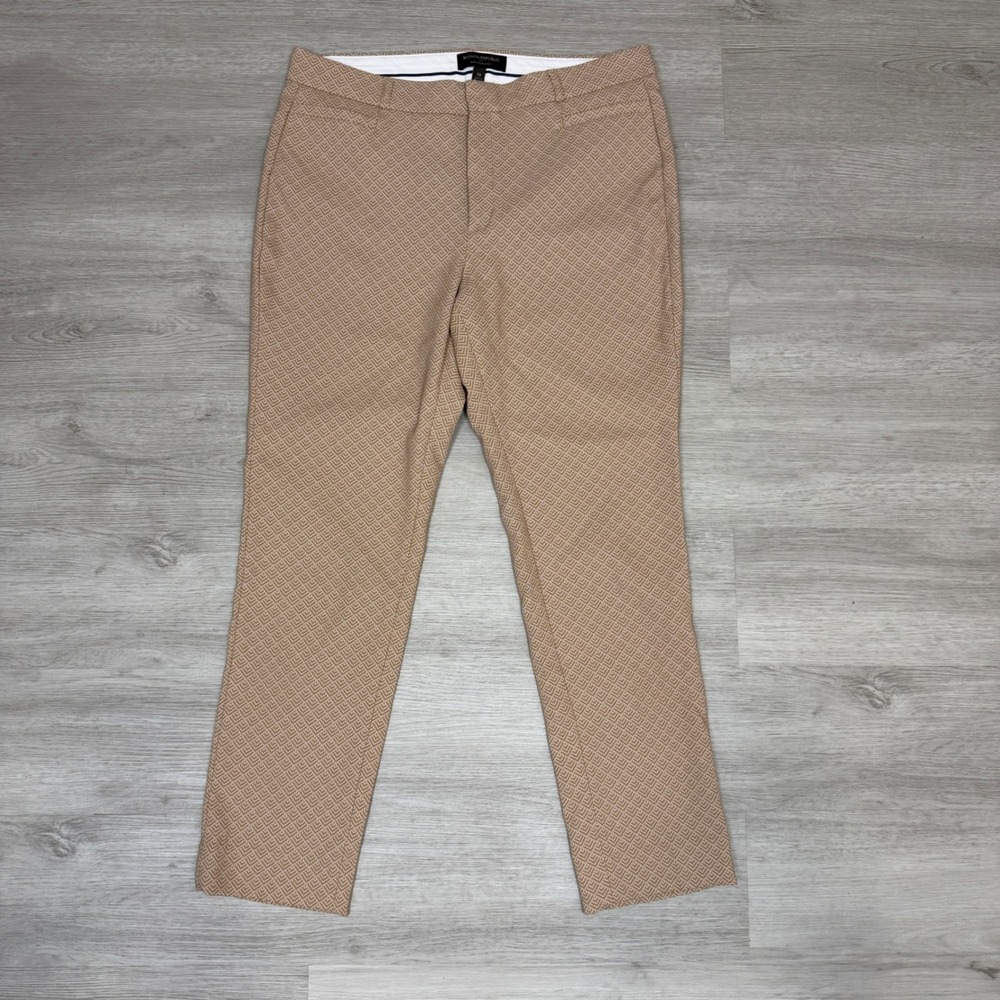 Banana Republic Sloan Curvy Fit Pants Tan Geometric Diamond Dress Trousers 10